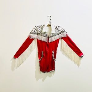 Vintage fringed one piece sequined bodysuit romper